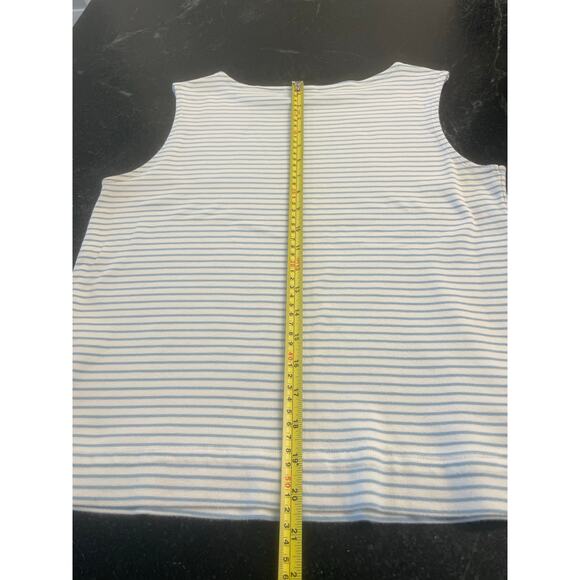 Dockers ladies white / baby blue stripe sleeeless tank 100% Cotton LG - Picture 5 of 6